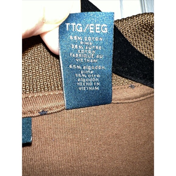 Perry Ellis Mens Shirt Brown XXL Polo Short Sleeve Luxury Pima Cotton Polka Dots - Picture 7 of 13